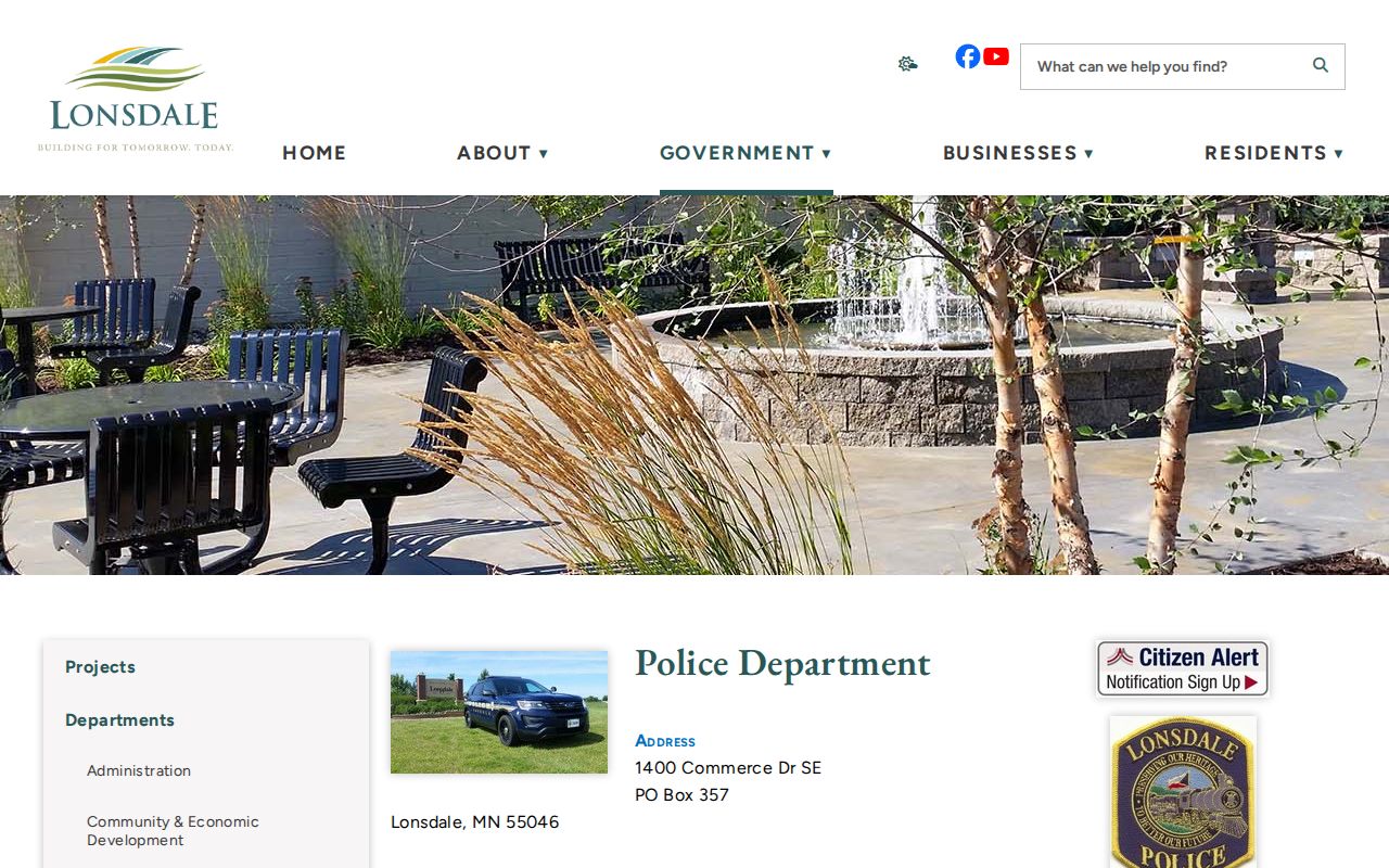 Rice County Lonsdale Police Department arrest-record contact page