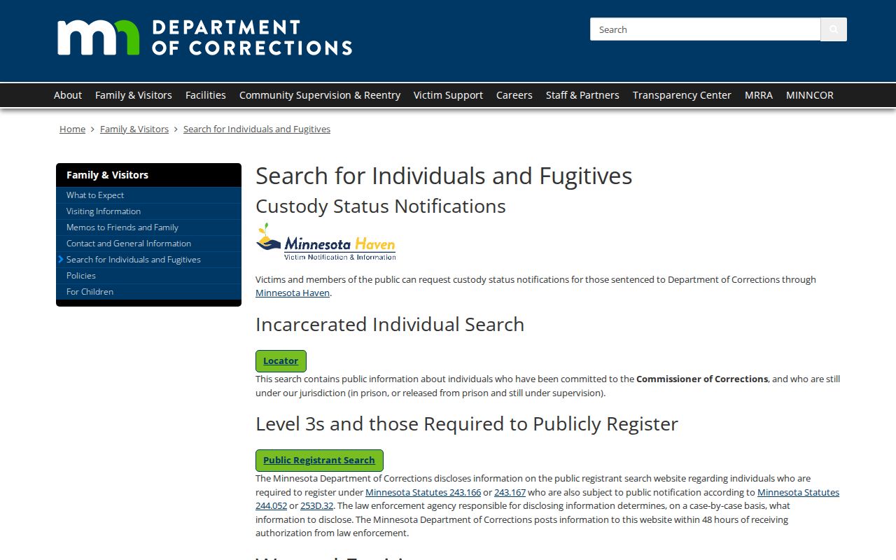 Rice County records distinction using Minnesota DOC offender search